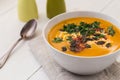 Bowl of butternut squash soup Royalty Free Stock Photo