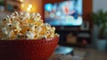 The bowl of buttery popcorn.AI generated image Royalty Free Stock Photo