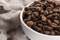 Bowl of coffee beans on a white background Royalty Free Stock Photo