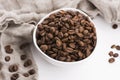 Bowl of coffee beans on a white background Royalty Free Stock Photo