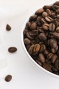 Bowl of coffee beans on a white background Royalty Free Stock Photo