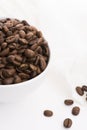 Bowl of caffee beans on a white background Royalty Free Stock Photo