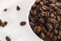 Bowl of caffee beans on a white background Royalty Free Stock Photo