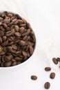 Bowl of caffee beans on a white background Royalty Free Stock Photo
