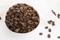 Bowl of caffee beans on a white background Royalty Free Stock Photo