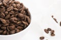 Bowl of caffee beans on a white background Royalty Free Stock Photo