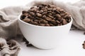 Bowl of caffee beans on a white background Royalty Free Stock Photo