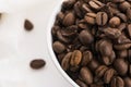 Bowl of caffee beans on a white background Royalty Free Stock Photo