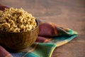 Bowl of Cajun Dirty Rice on a Rustic Wooden Table Royalty Free Stock Photo