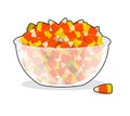 Bowl and candy corn. Sweets on plate. Traditional Treats for Hal Royalty Free Stock Photo