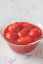 Bowl of canned tomatoes Royalty Free Stock Photo
