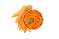 Bowl with carrot salad isolated on background Royalty Free Stock Photo