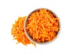 Bowl with carrot salad isolated on background Royalty Free Stock Photo