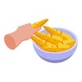 Bowl carrots icon, isometric style