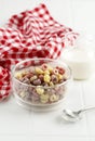 A Bowl Cereal Froot Loops with Milk for Breakfast Royalty Free Stock Photo