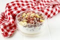 A Bowl Cereal Froot Loops with Milk for Breakfast Royalty Free Stock Photo