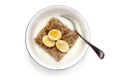 Bowl of Cereal with Spoon Top View Isolated Royalty Free Stock Photo