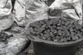 Bowl of charcoal cubes for hookah