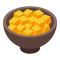 Bowl cheese icon, isometric style