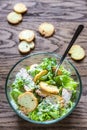 Bowl of chicken Caesar salad Royalty Free Stock Photo