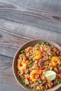Bowl of chicken and chorizo paella Royalty Free Stock Photo
