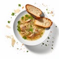 Digitally Enhanced Chicken Soup Photography With Bread Slices And Parsley