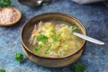 A bowl with chicken soup with pasta Royalty Free Stock Photo
