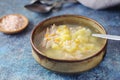 A bowl with chicken soup with pasta Royalty Free Stock Photo