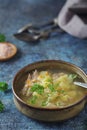 A bowl with chicken soup with pasta Royalty Free Stock Photo