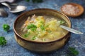 A bowl with chicken soup with pasta Royalty Free Stock Photo