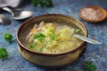 A bowl with chicken soup with pasta Royalty Free Stock Photo