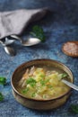 A bowl with chicken soup with pasta Royalty Free Stock Photo
