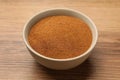 Bowl of chicory powder on wooden table