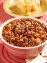 Bowl of chili with beans and beef closeup Royalty Free Stock Photo