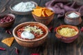 Bowl of chili con carne with the ingredients Royalty Free Stock Photo