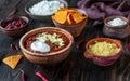 Bowl of chili con carne with the ingredients Royalty Free Stock Photo
