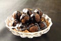 Bowl with chocolate balls Royalty Free Stock Photo