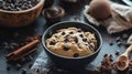 Bowl of chocolate chip cookie dough in preparation perfect for baking scenes Royalty Free Stock Photo