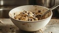 Bowl of chocolate chip cookie dough in preparation perfect for baking scenes Royalty Free Stock Photo