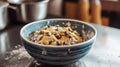 Bowl of chocolate chip cookie dough in preparation perfect for baking scenes Royalty Free Stock Photo
