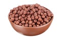 Bowl with chocolate corn balls isolated on white background. File contains clipping path Royalty Free Stock Photo