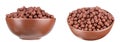 Bowl with chocolate corn balls isolated on white background. File contains clipping path Royalty Free Stock Photo