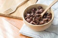 Bowl of chocolate flakes with milk Royalty Free Stock Photo