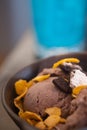 A bowl chocolate ice-cream scoops of various topping Royalty Free Stock Photo