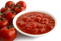 Bowl of chopped tomatoes.