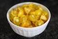 Bowl of Chopped Yellow Tomatoes Royalty Free Stock Photo