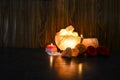 Bowl Chunks Lamps & Natural Salt Candle Handler | Himalayan Salt Royalty Free Stock Photo