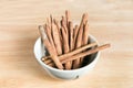 Bowl of cinnamon stick Royalty Free Stock Photo