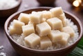 bowl Coconut Milk Indian Sugar coconut pak Coconut Popular sweet Kopara made barfi Royalty Free Stock Photo