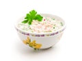 Bowl of cold soup with chopped vegetables Royalty Free Stock Photo